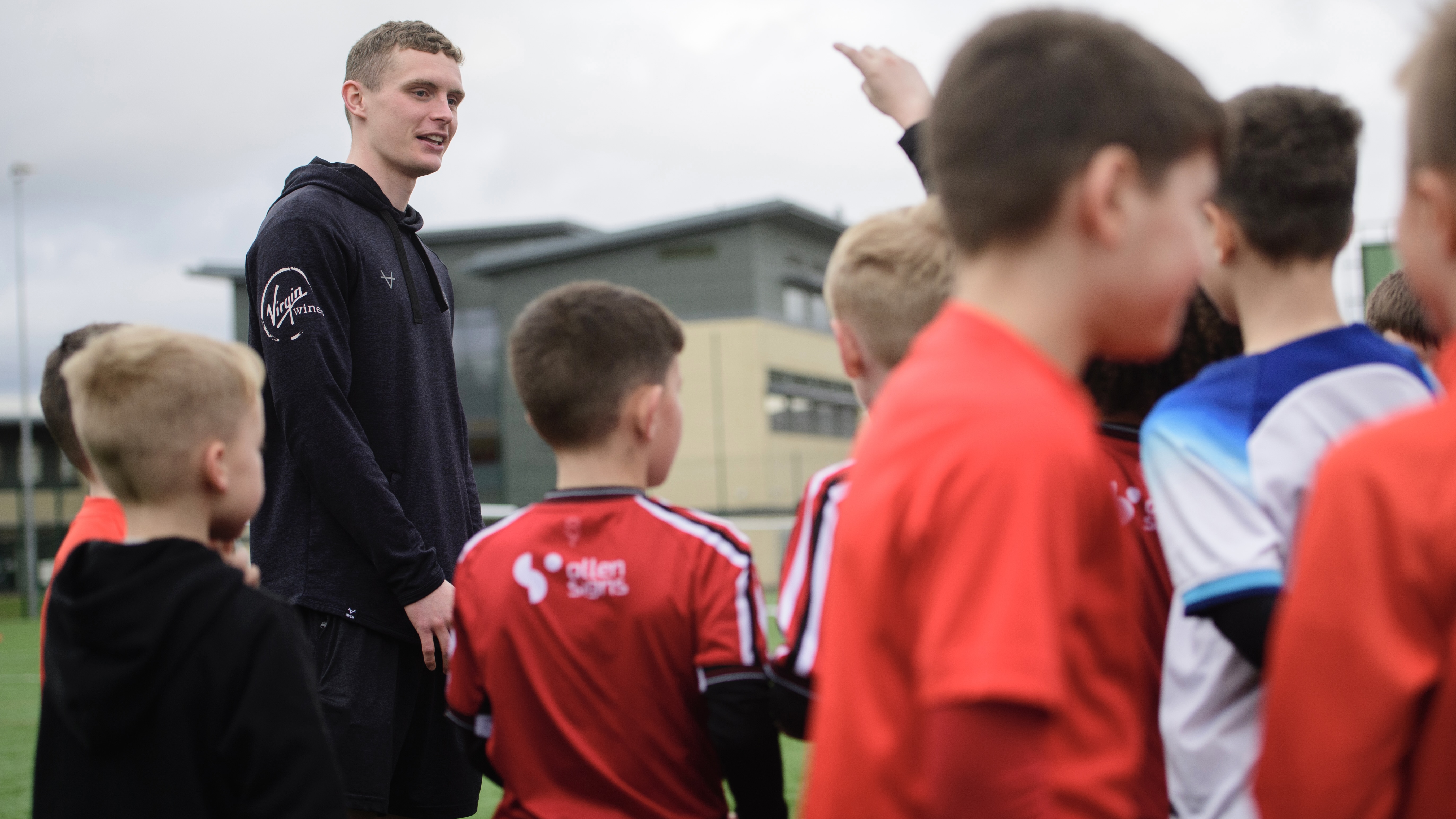Ethan Hamilton engaging in the community at an outfield masterclass.