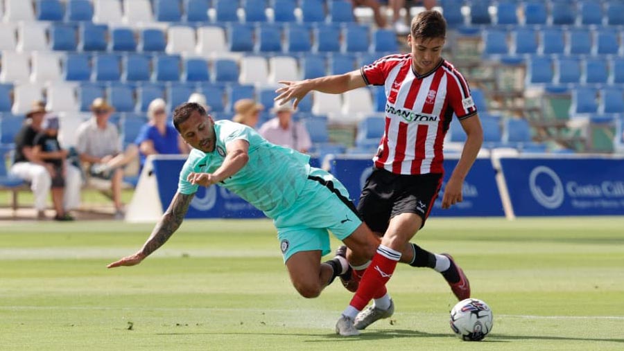 A Lincoln City player during a friendly