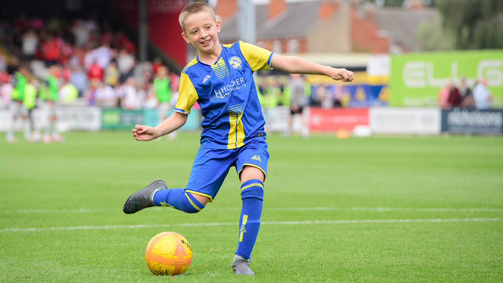 A child takes a penalty as part of the City vs Barnsley experience