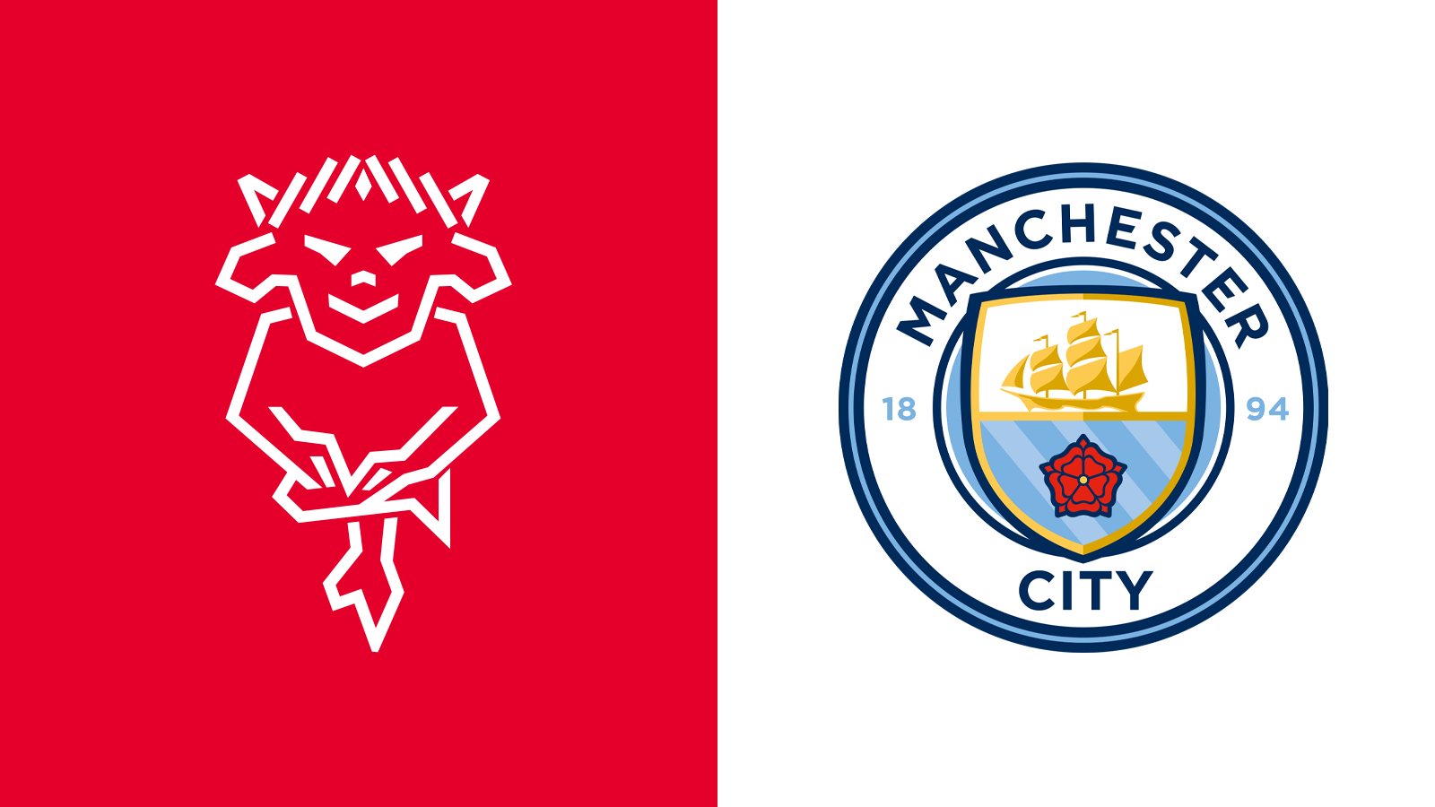 A graphic featuring the Lincoln City and Manchester City logos