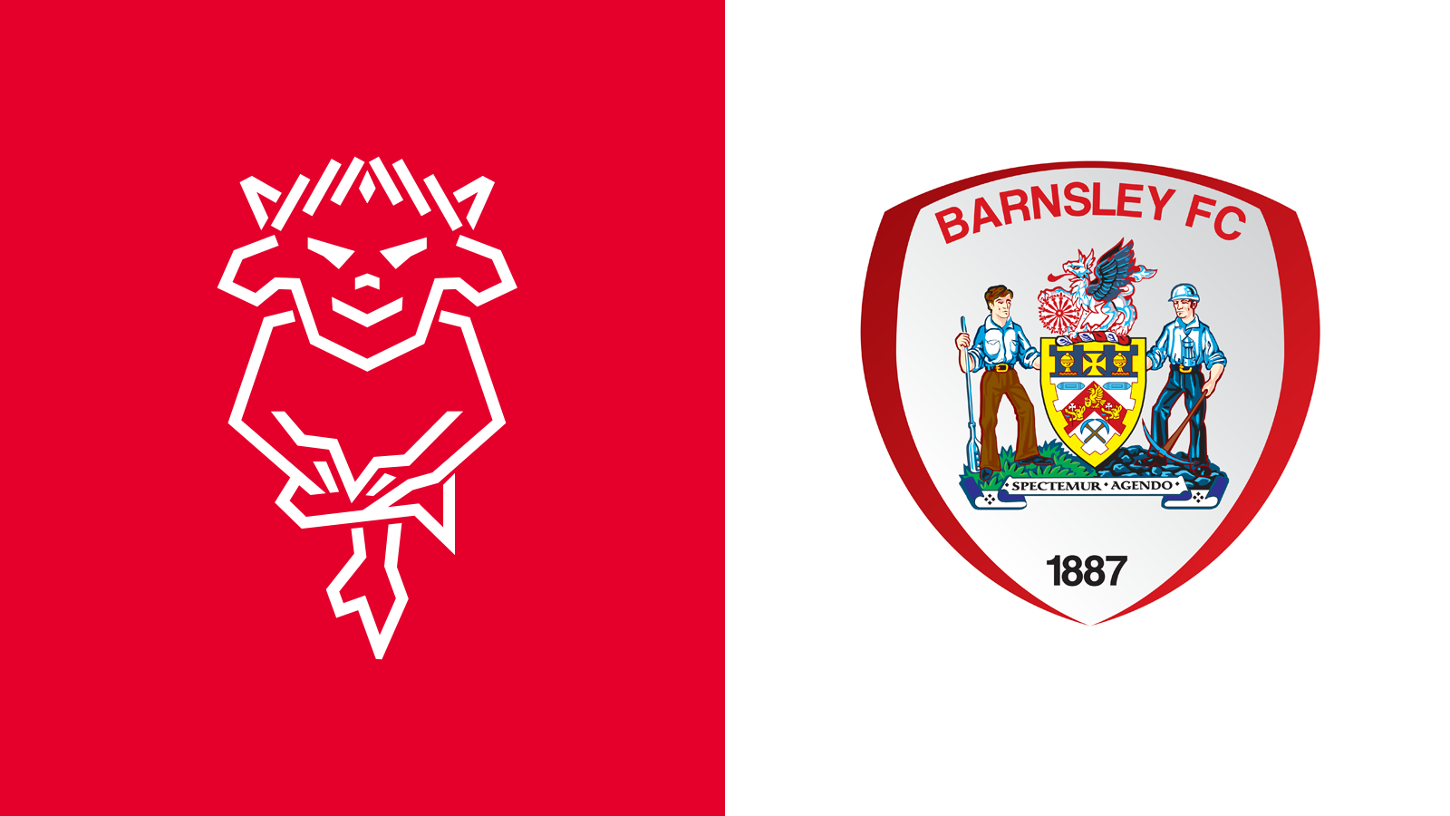 A graphic featuring the Lincoln City and Barnsley FC logos