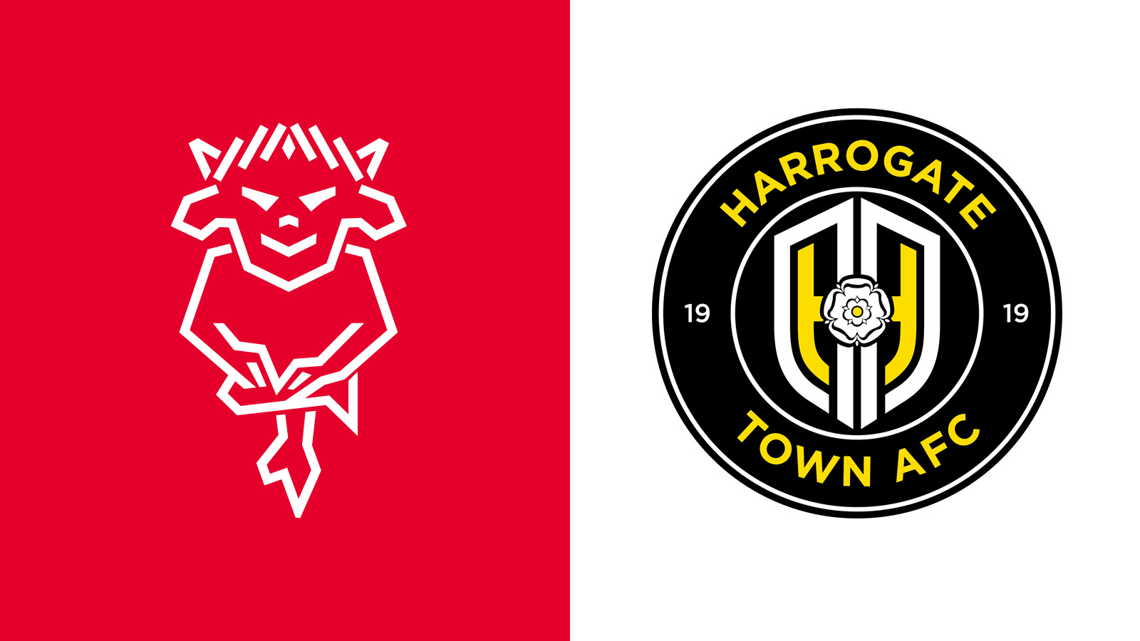 A graphic featuring the Lincoln City and Harrogate Town logos