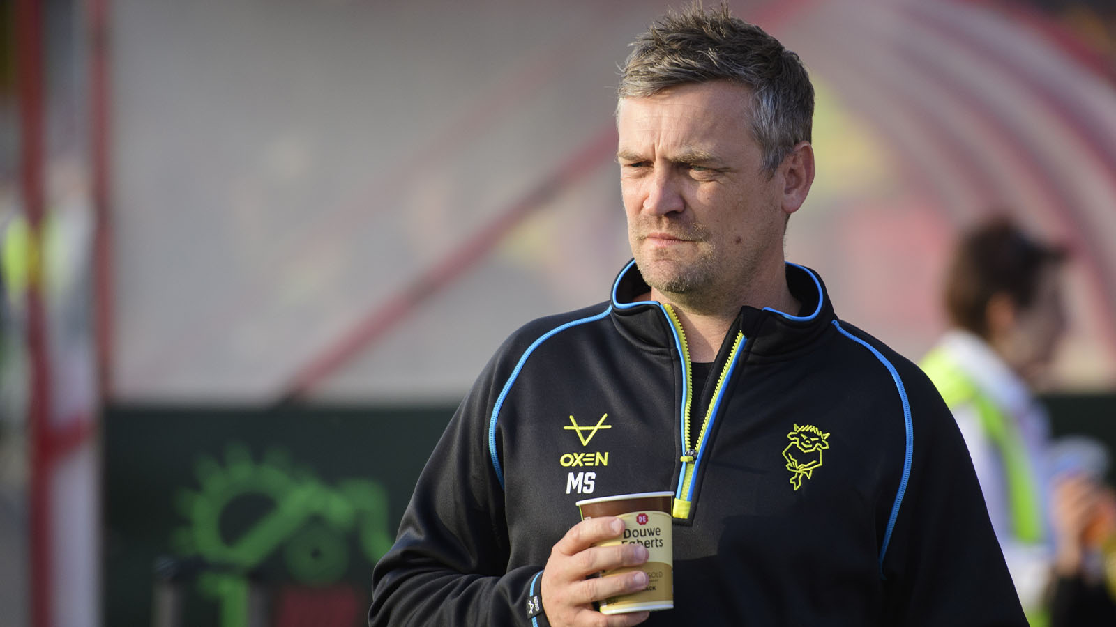 City head coach Michael Skubala with a coffee before City's Carabao Cup first round game against Harrogate Town