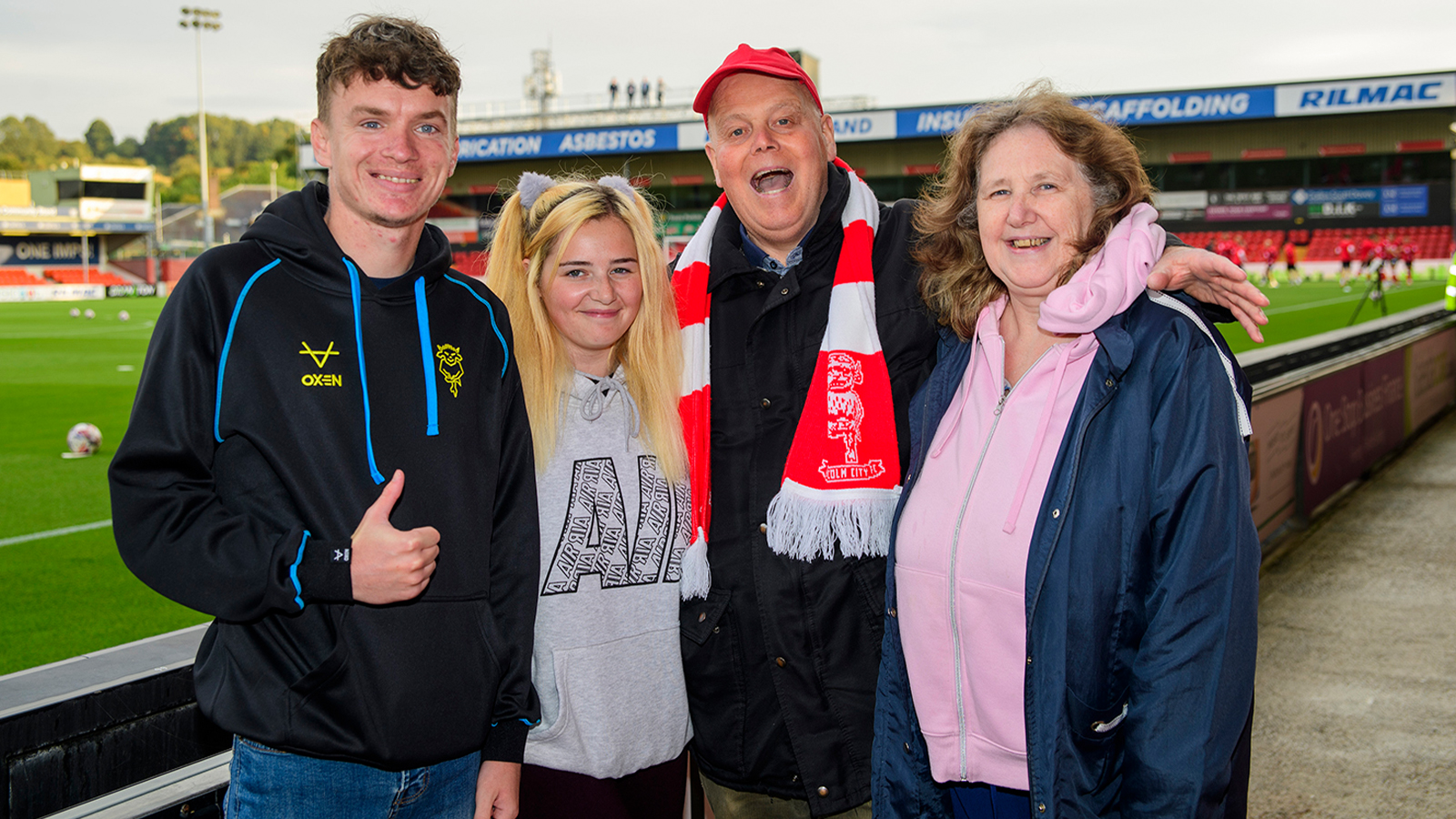 A group of Lincoln City fans at the home game against Chesterfield.