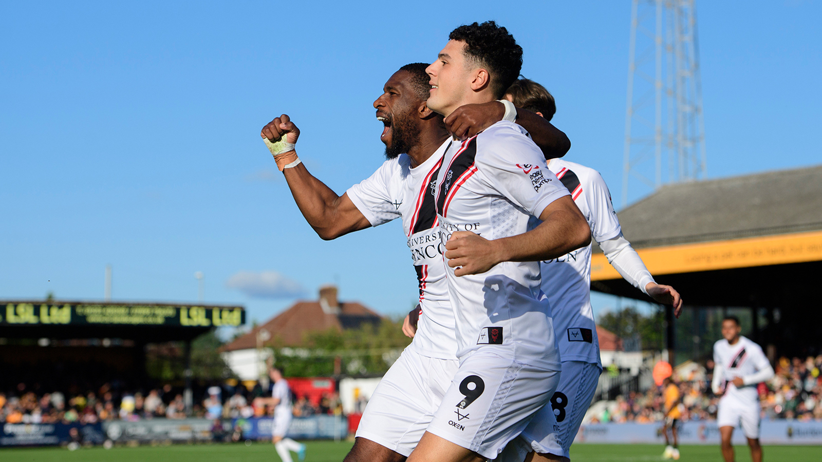 City celebrate Bailey Cadamarteri's goal in the 2-0 win at Cambridge