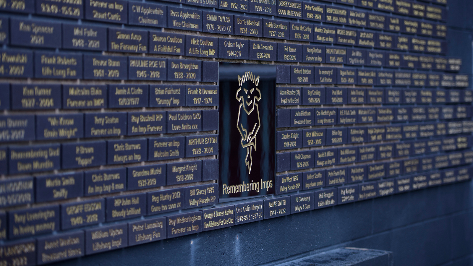 A picture of the memorial wall at the LNER Stadium