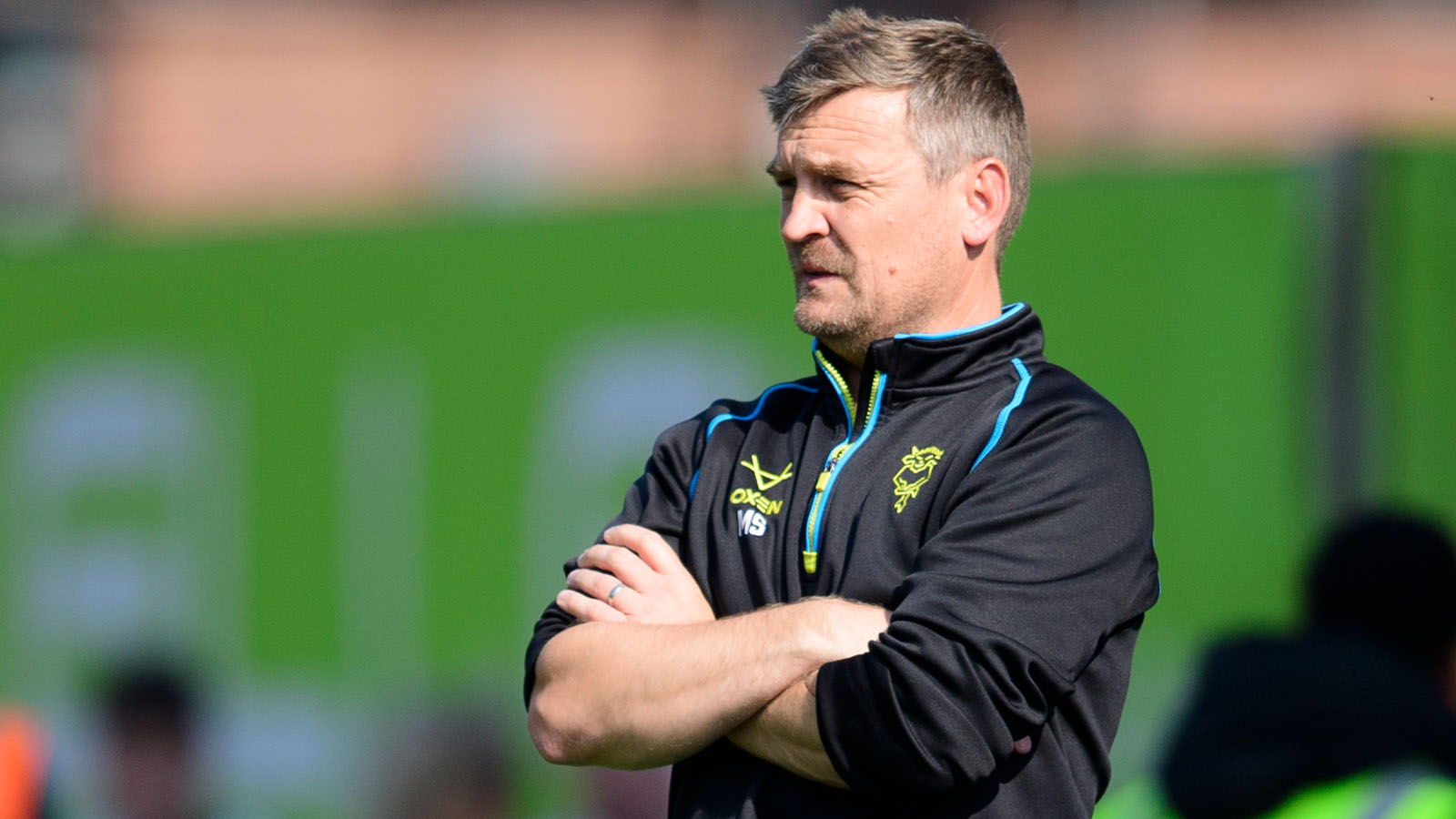 City head coach Michael Skubala pictured with his arms folded during the 0-0 home draw against Wigan Athletic.