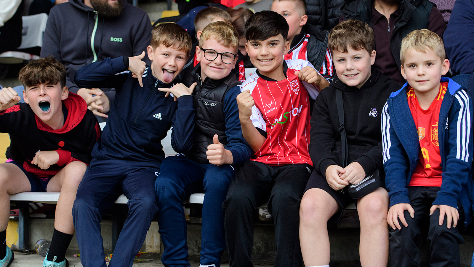 A group of young Lincoln City fans at the home victory over Leyton Orient