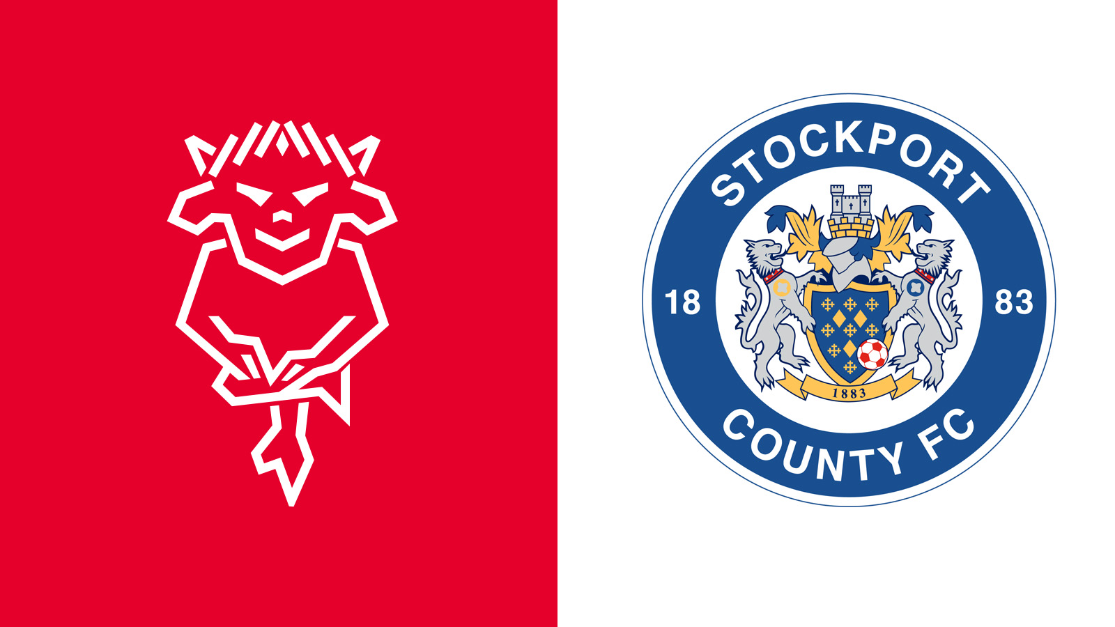 A graphic featuring the Lincoln City and Stockport County logos