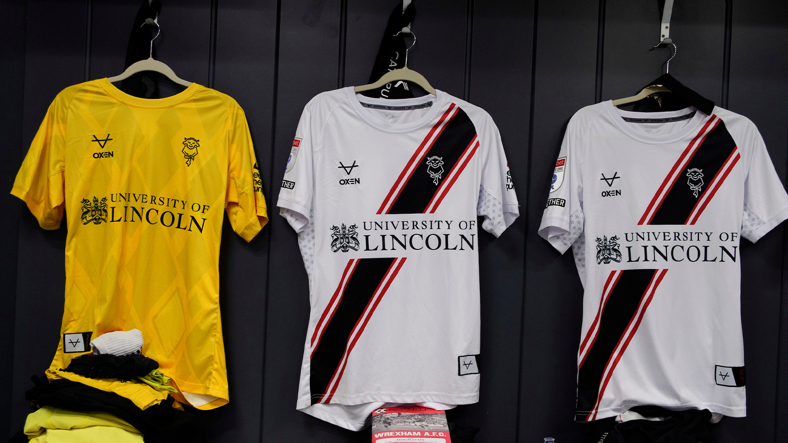 The Imps away shirts line up in the away changing room at Wrexham