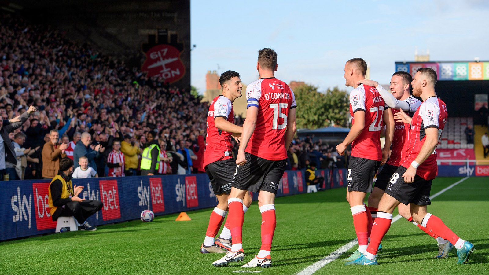 City celebrate Bailey Cadamarteri's goal against Birmingham City