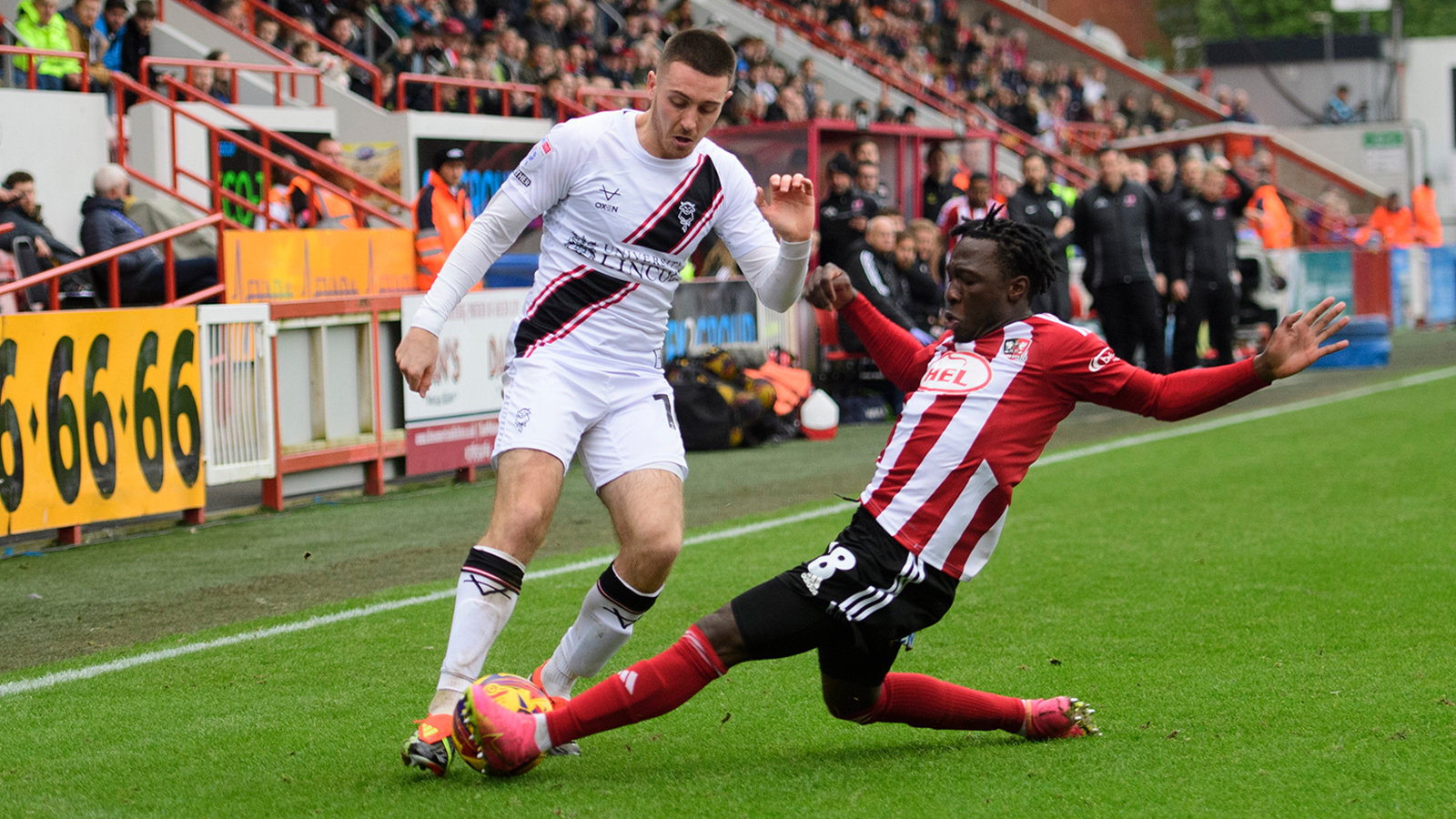 Dom Jefferies attacks down the left for City at Exeter