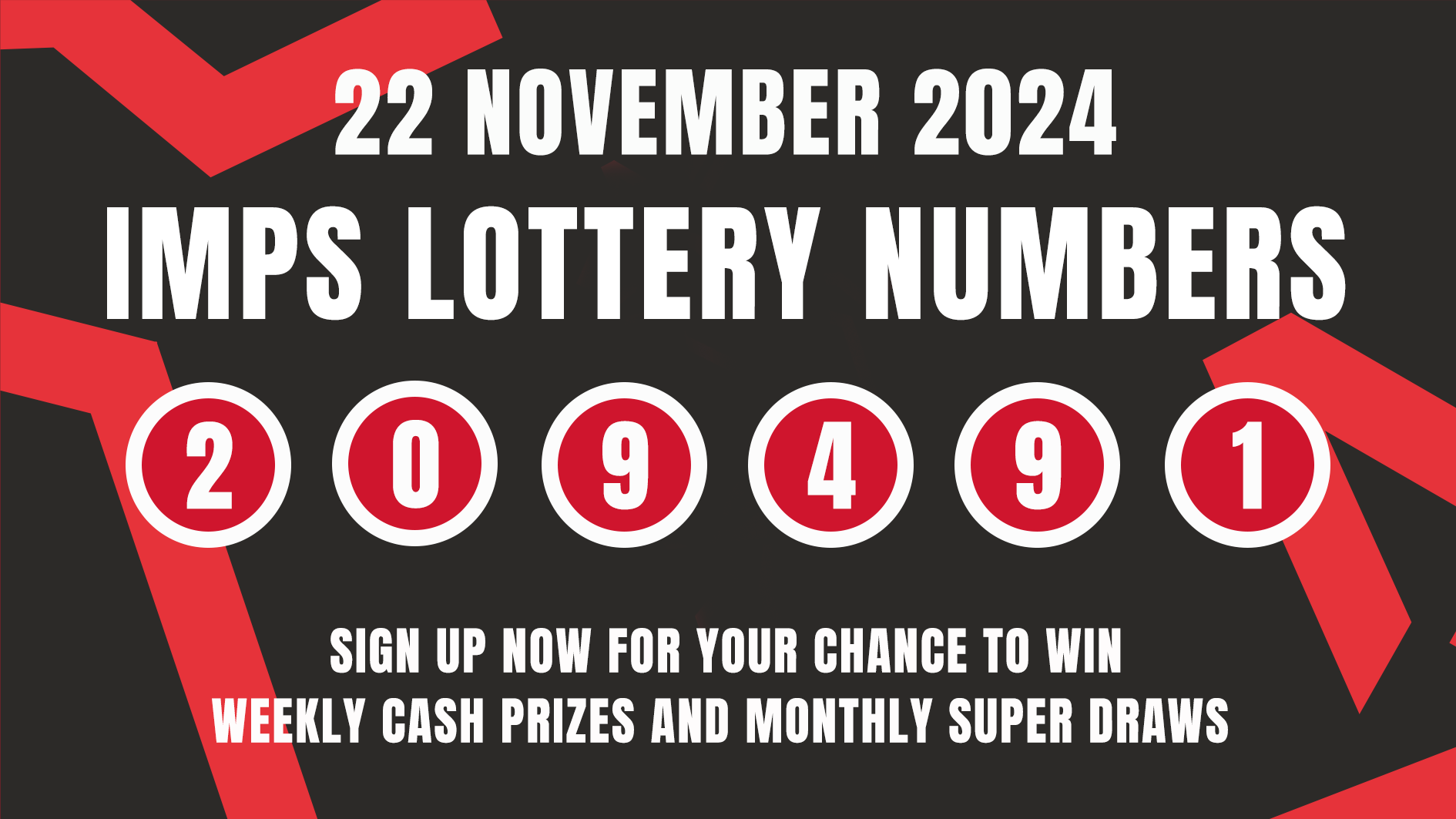 Lottery winning number 22 November: 209491