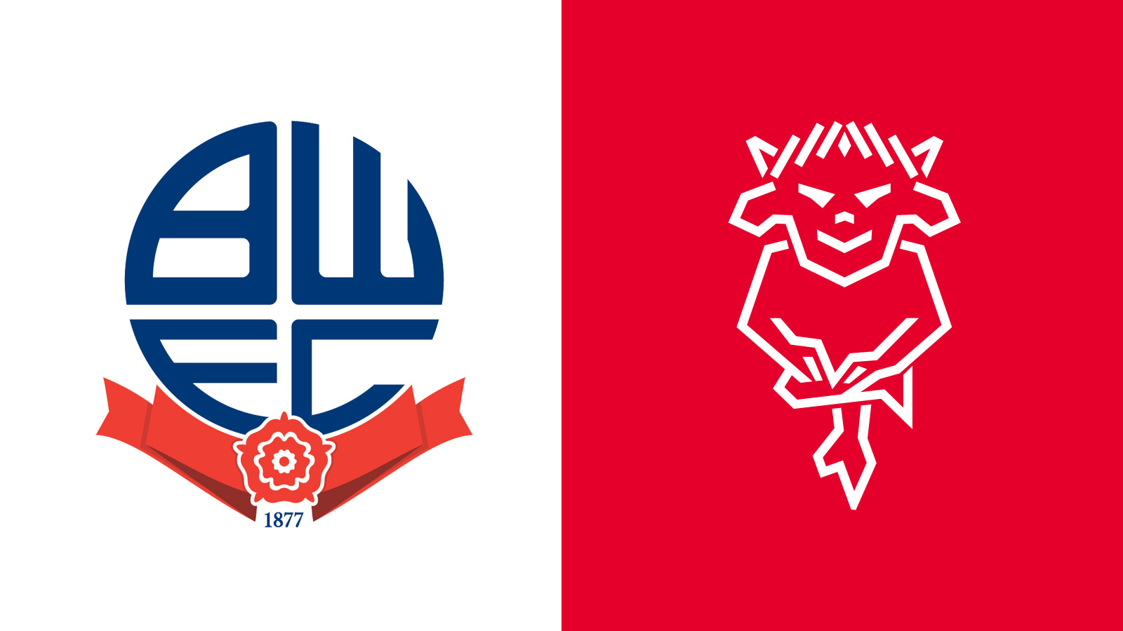 A graphic featuring the Bolton Wanderers and Lincoln City logos