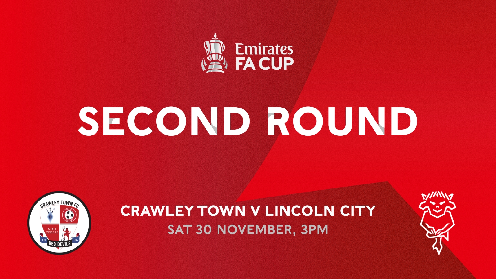 A graphic featuring the Lincoln City and Crawley Town logos