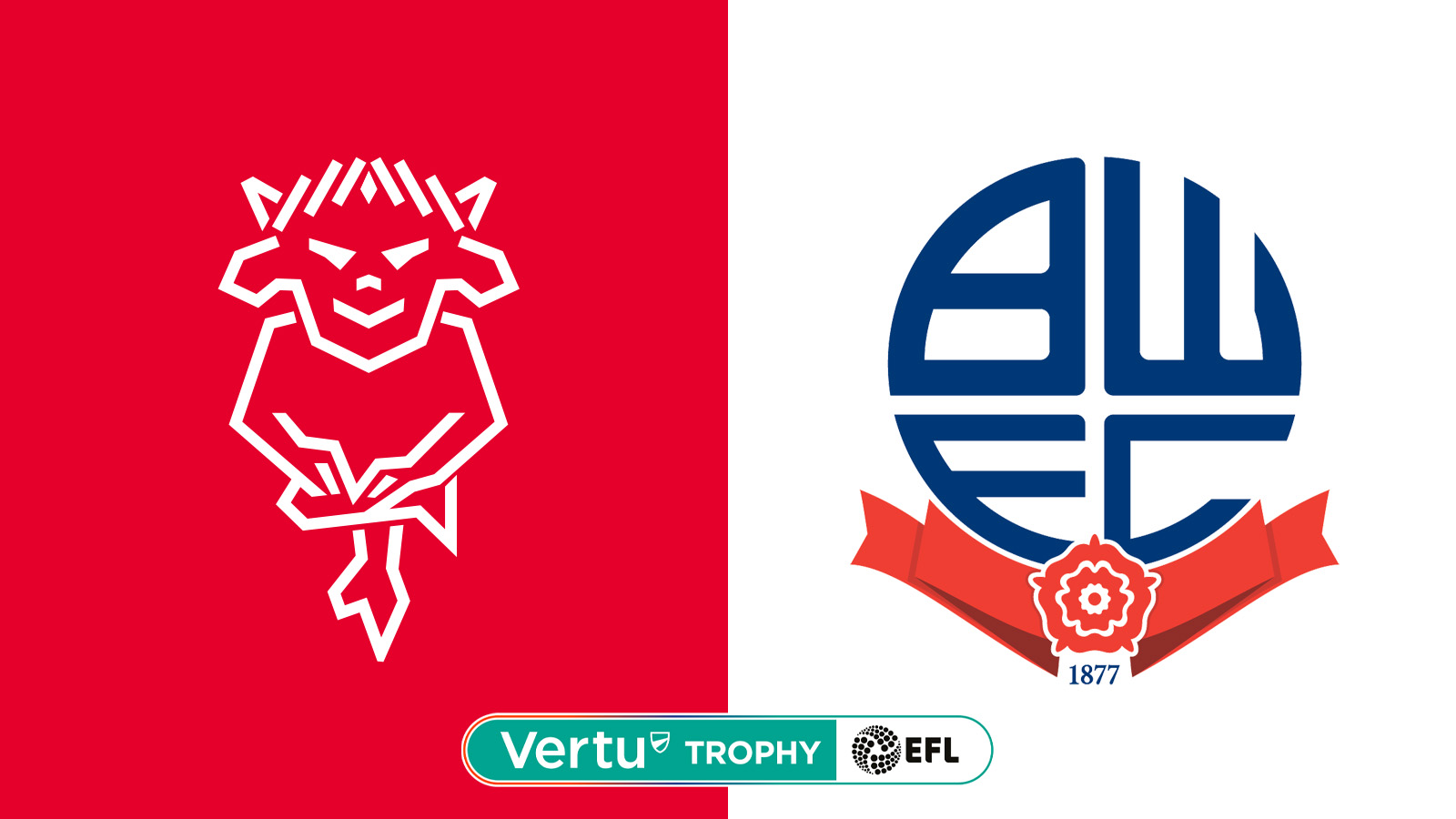 A graphic featuring the Lincoln City and Bolton Wanderers logos