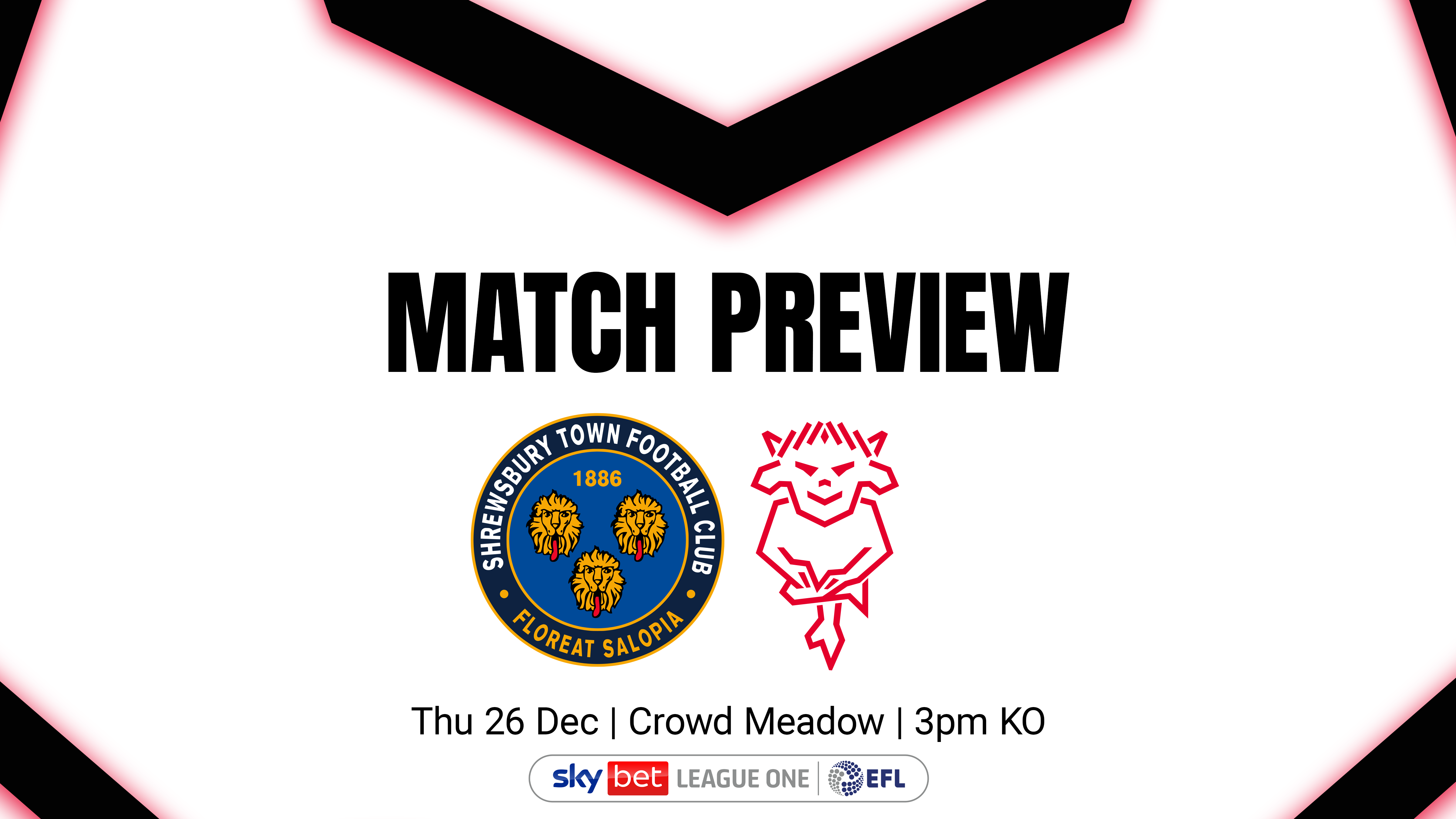 A graphic featuring the Lincoln City and Shrewsbury Town logos.