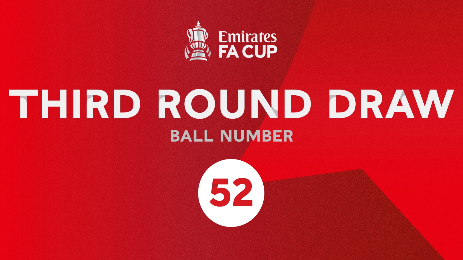 A graphic which reads: "THIRD ROUND DRAW" and the number 52