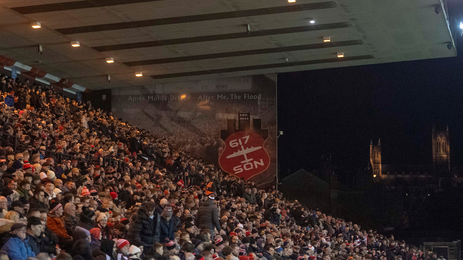 Supporters in the GBM Stand at the LNER Stadium