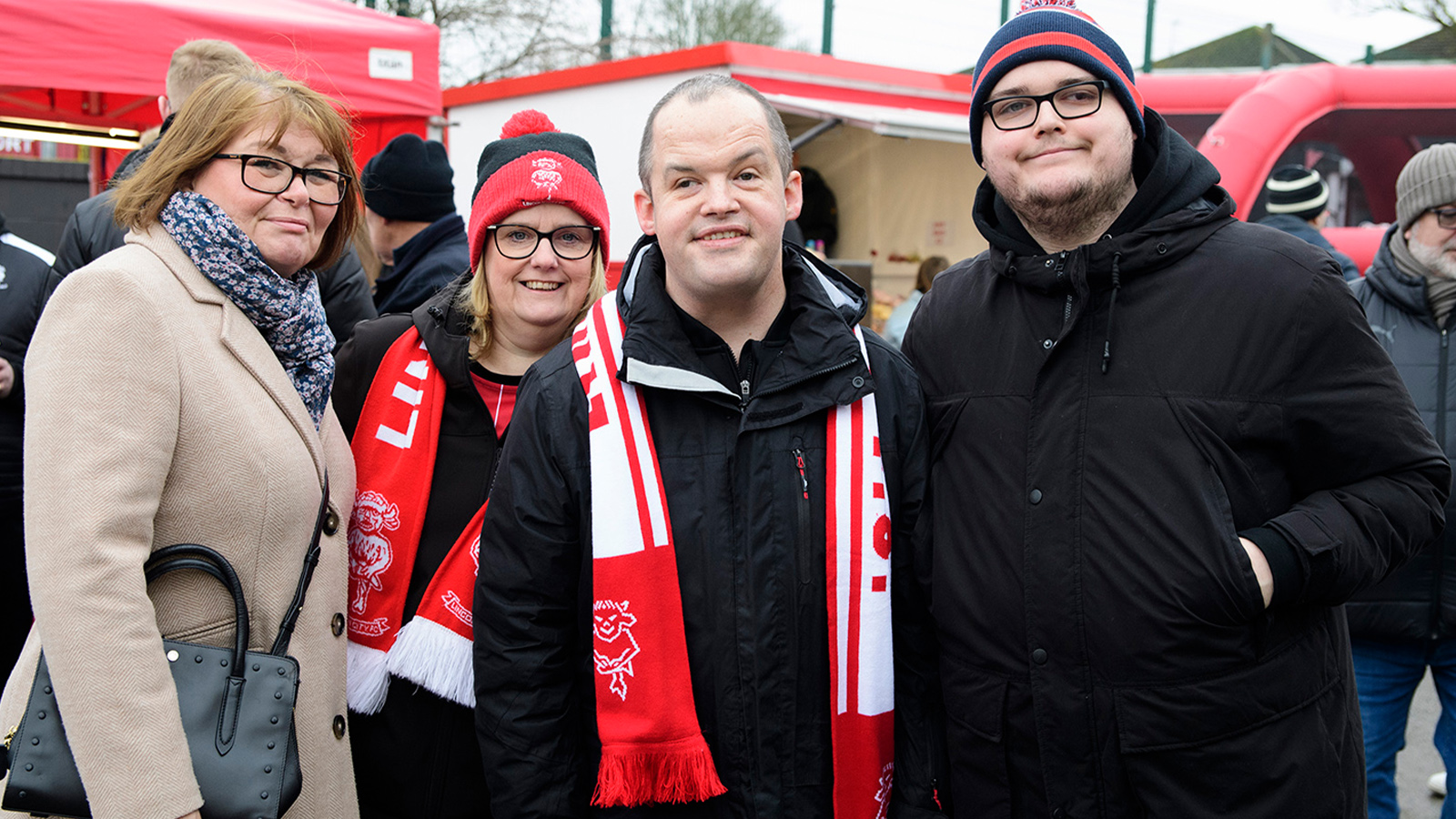 City supporters in the University of Lincoln fan village before the home game against Rotherham United.