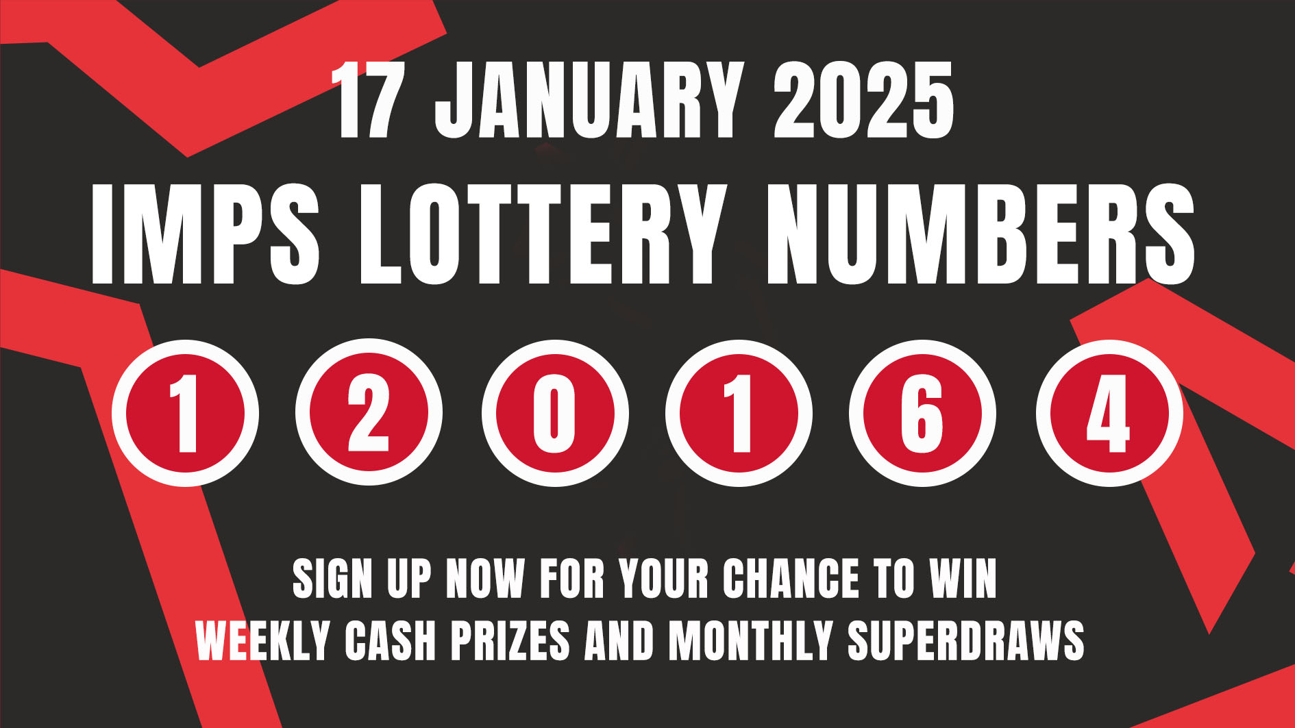 The Imps Lottery winning numbers for 17-01-25