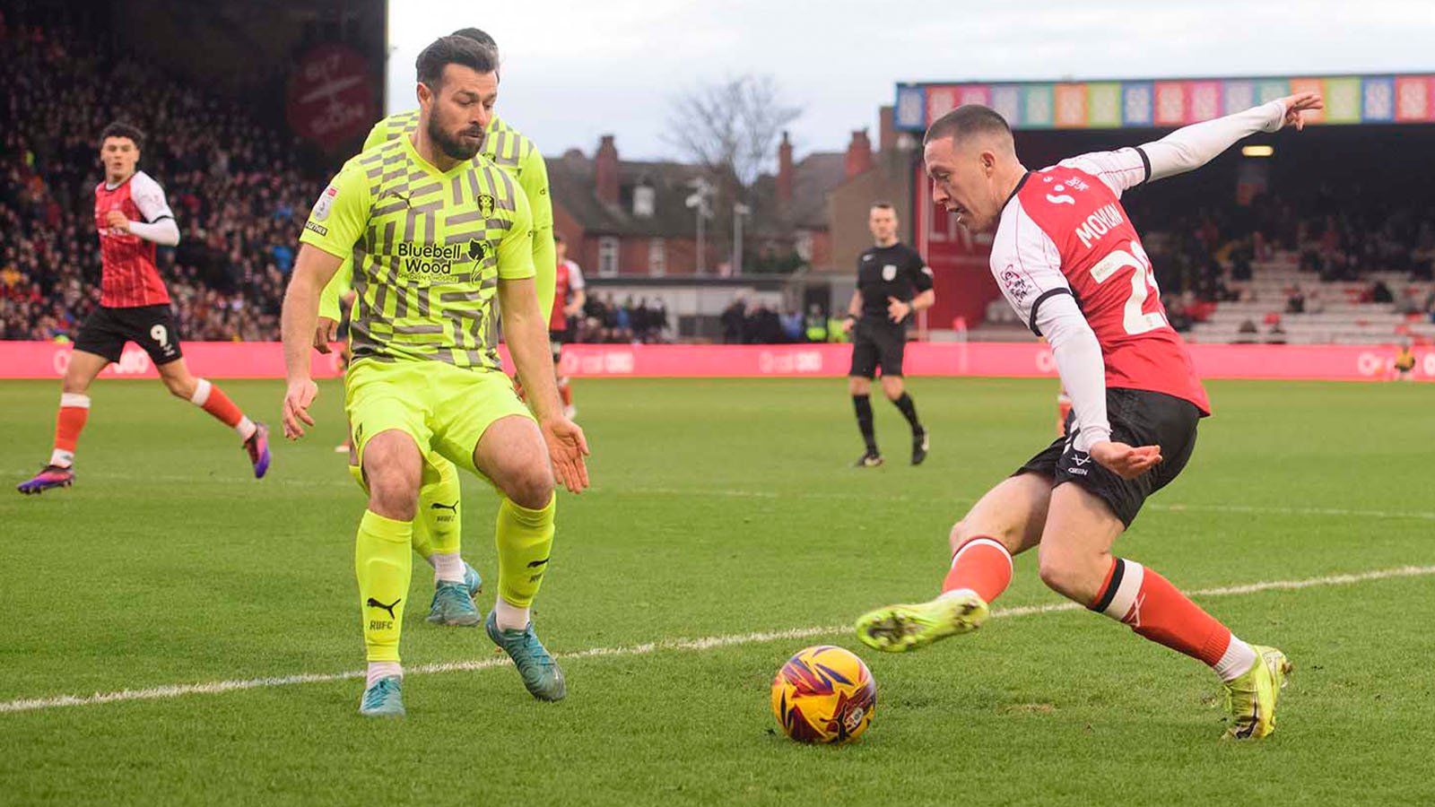 A match action image from Lincoln City vs Rotherham United.