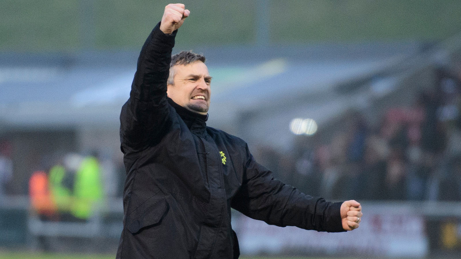 Michael Skubala celebrates the win against Northampton Town