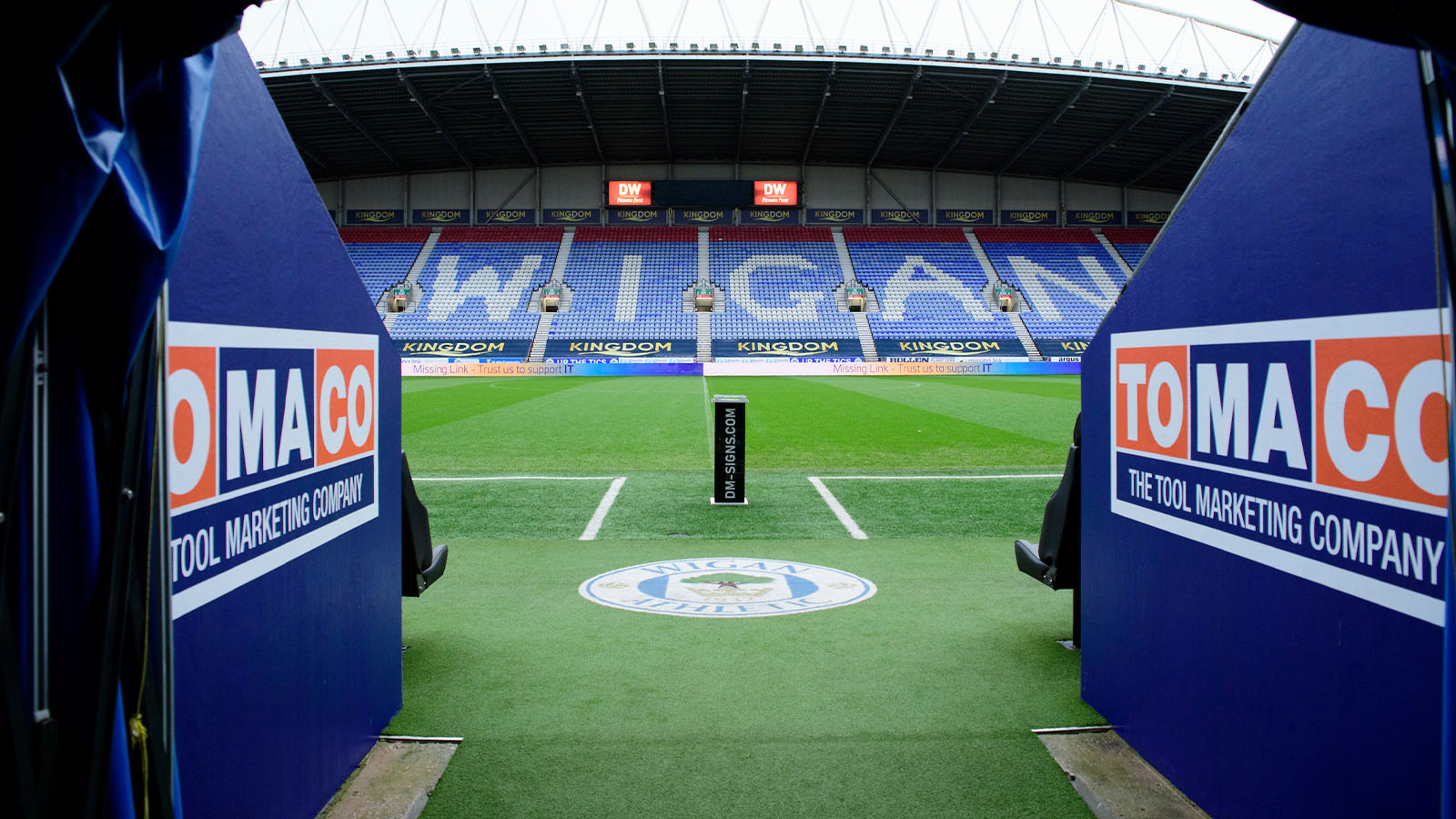 A view of Wigan Athletic's stadium