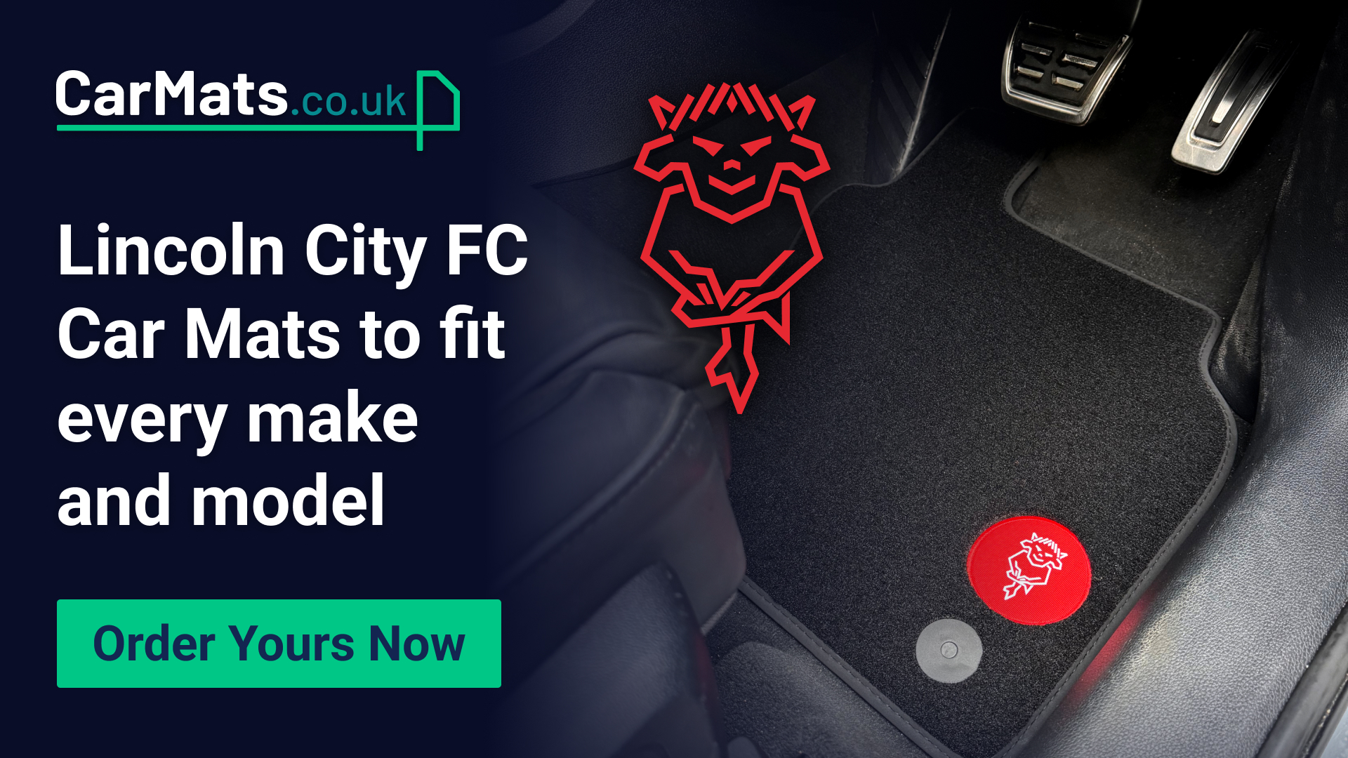 A car mat with the Lincoln City logo on