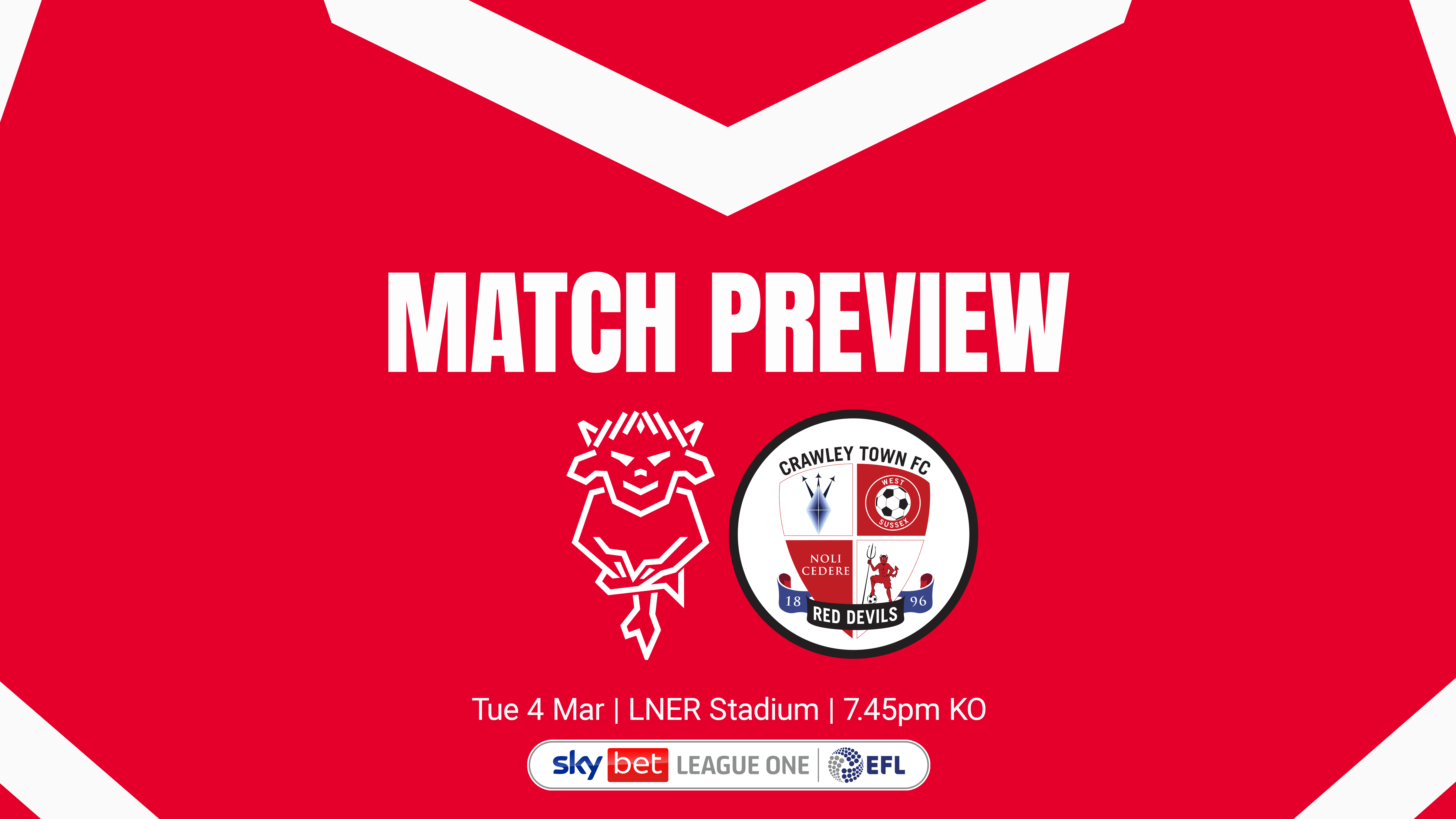 A graphic featuring the Lincoln City and Crawley Town logos