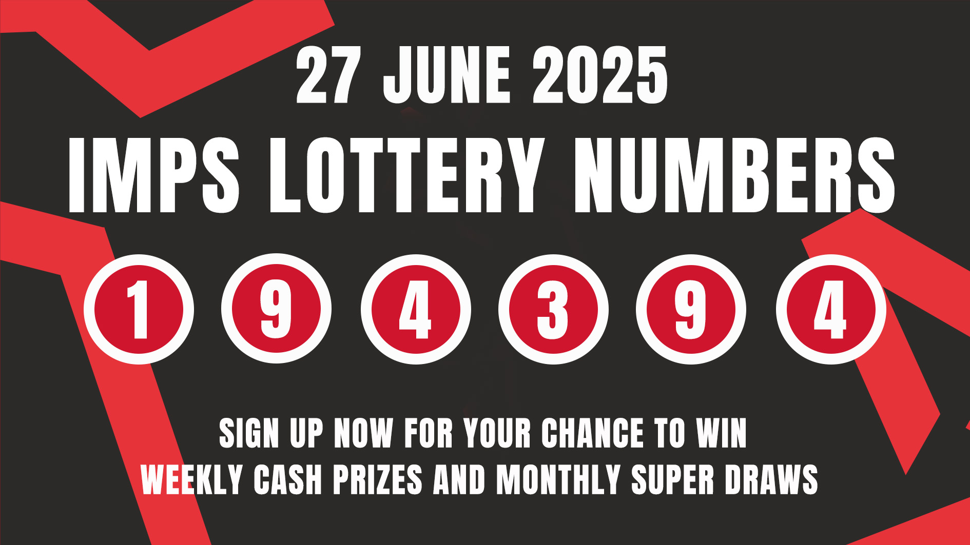 An Imps Lottery graphic from 27 June 2025