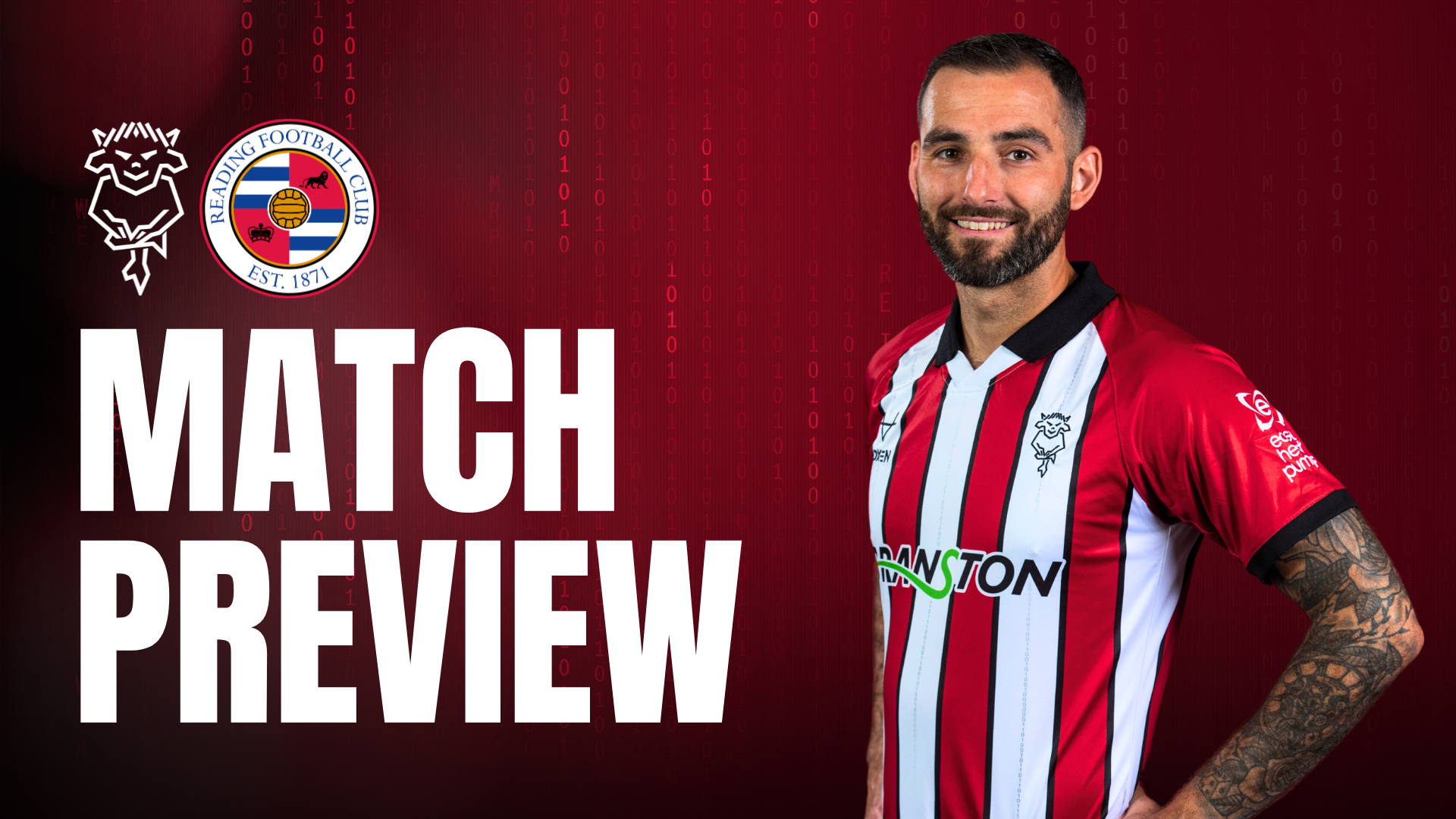 Match preview graphic for Imps vs Reading featuring Adam Jackson