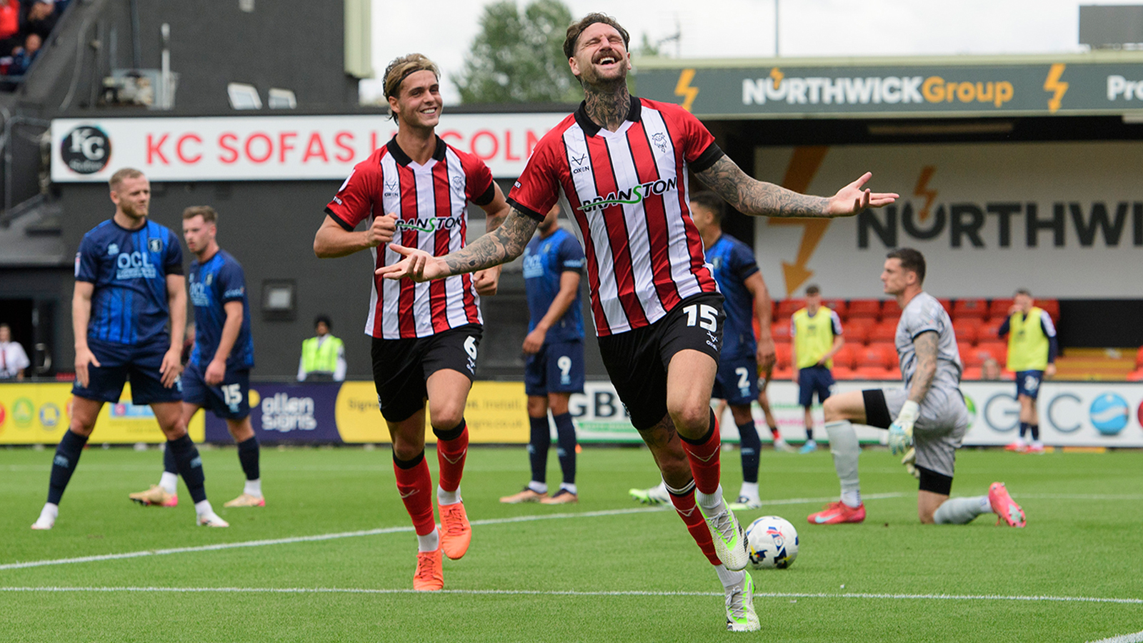 A match action image from City's home game against Mansfield Town.