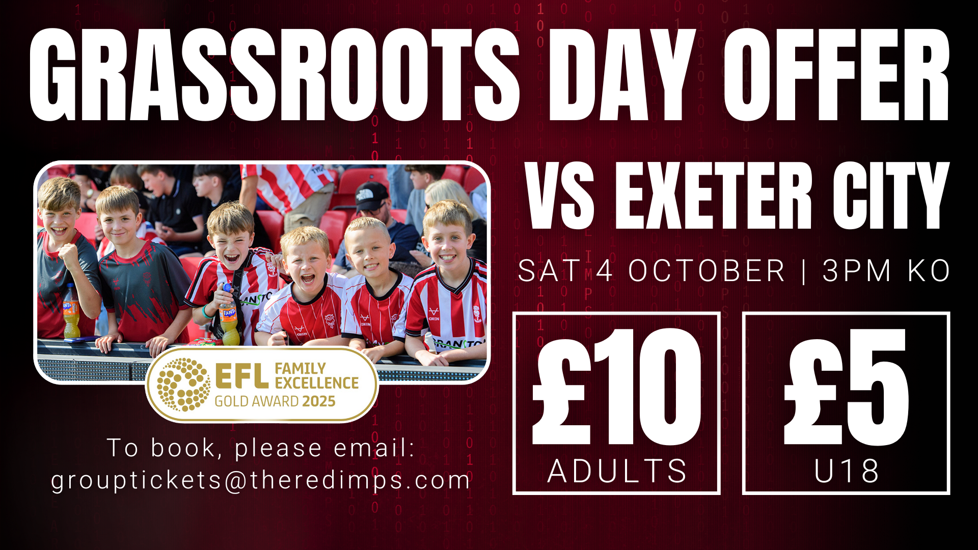 Grassroots day offer vs Exeter City