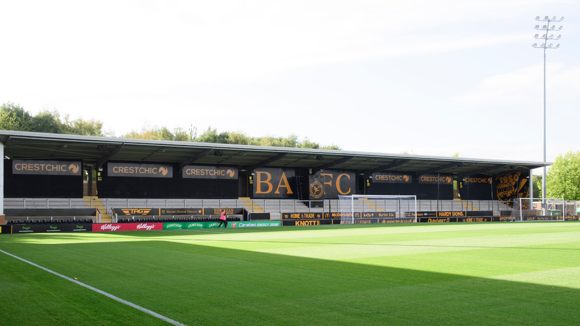 A general view of Pirelli Stadium, home of Burton Albion prior the Carabao Cup second round match between Burton Albion and Lincoln City at Pirelli Stadium, Burton-upon-Trent.