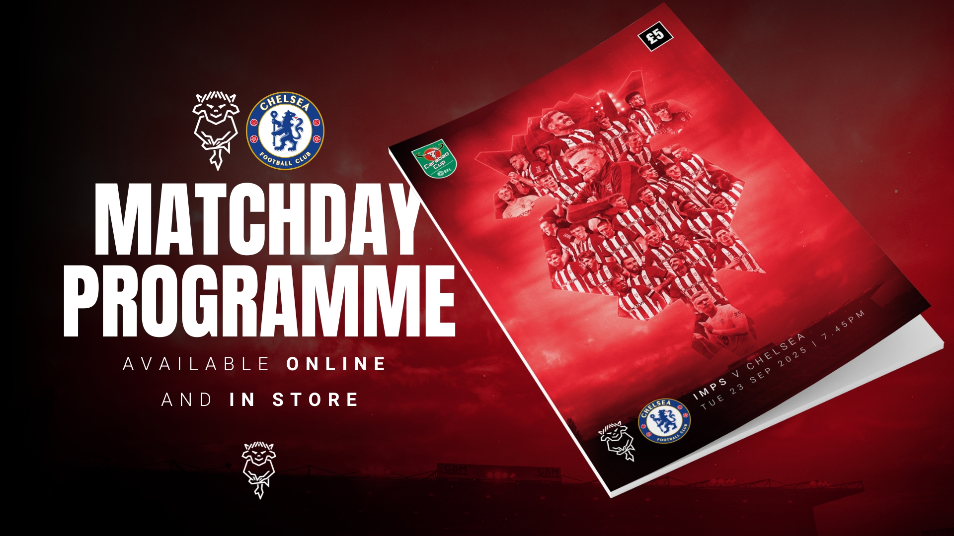 A copy of the matchday programme cover for Lincoln City v Chelsea