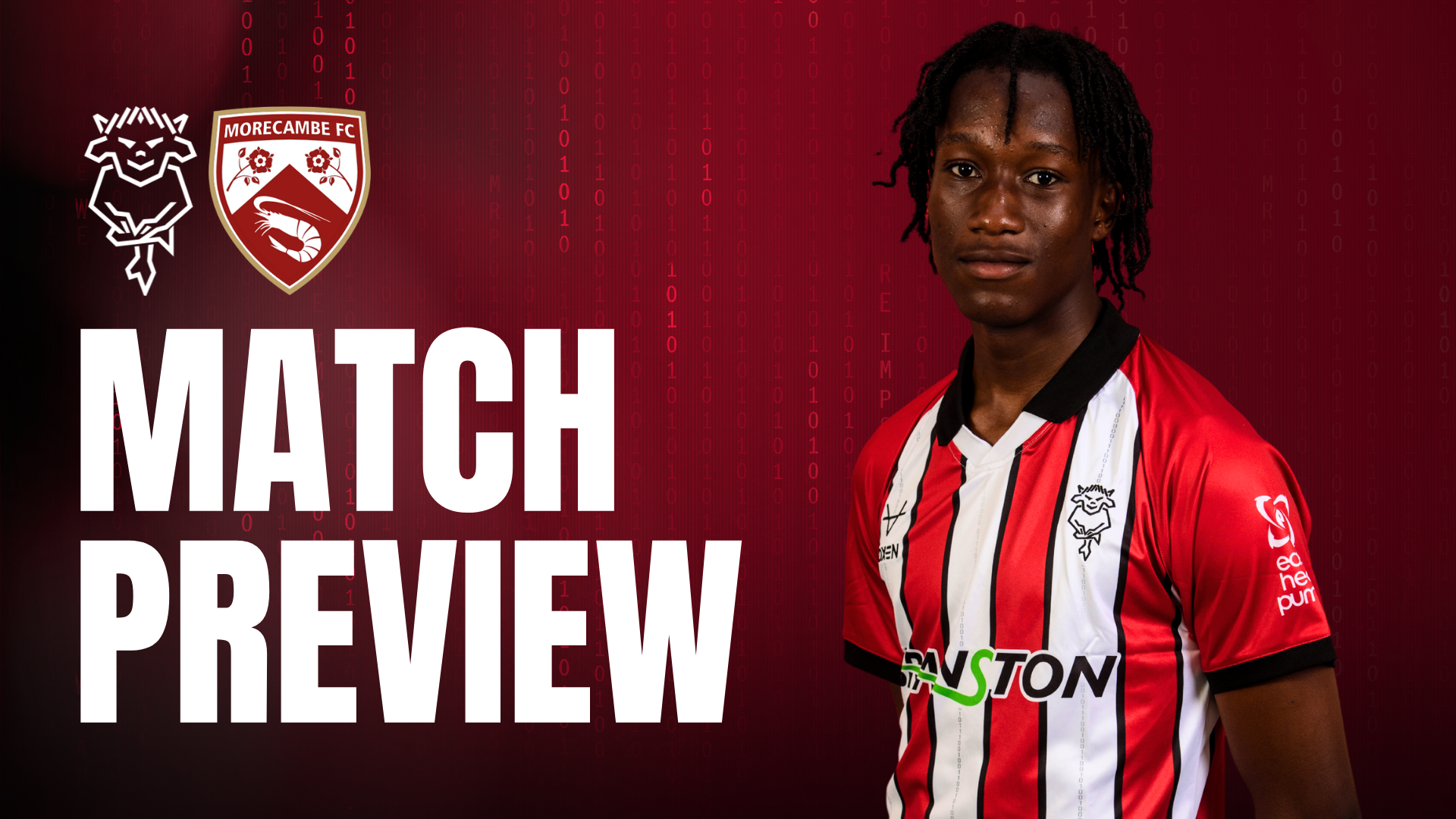 Match preview graphic for Imps u18 vs Morecambe u18 featuring Lynden Huggins