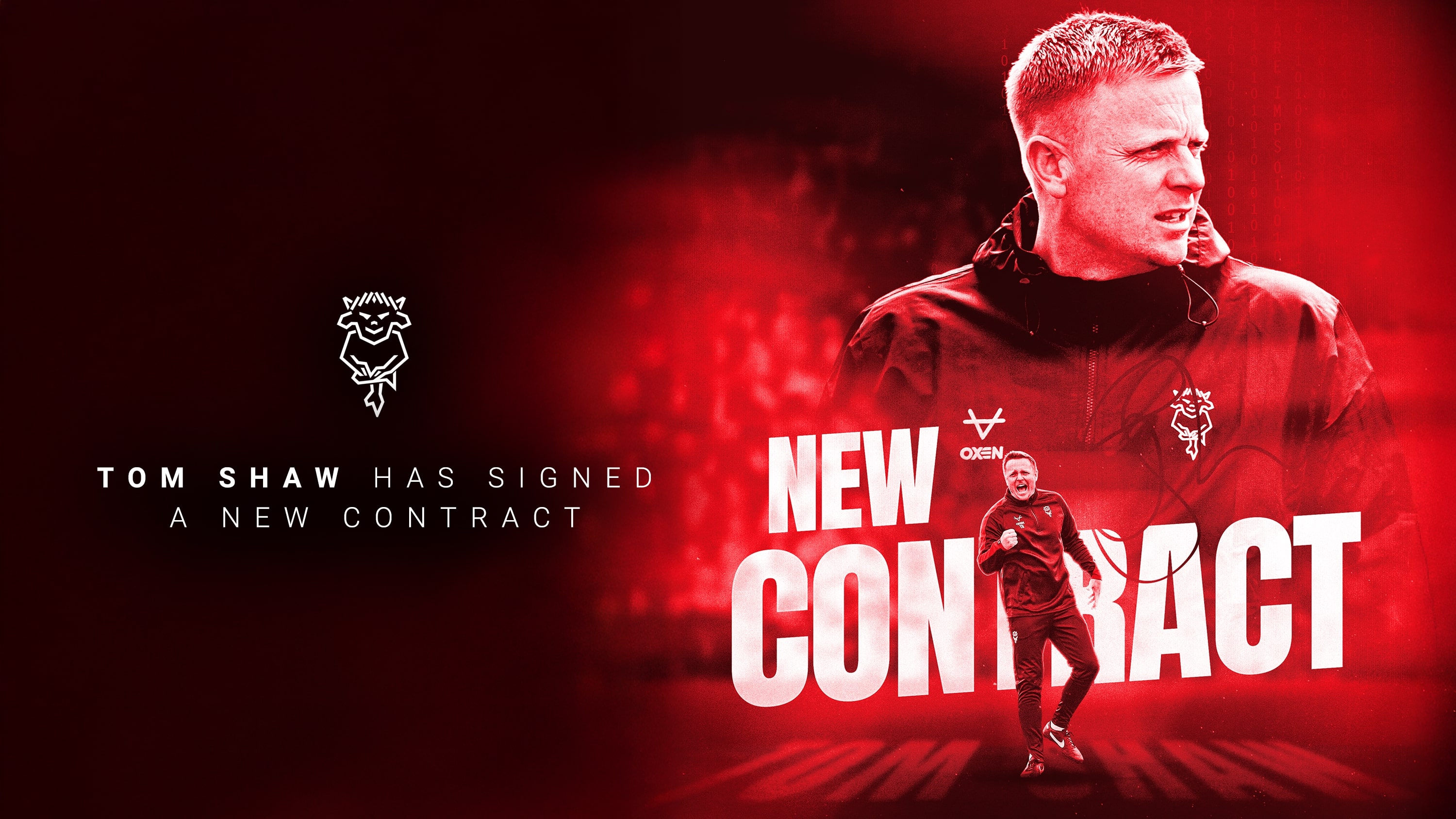 A graphic featuring a headshot of Tom Shaw. Text reads: "New contract"