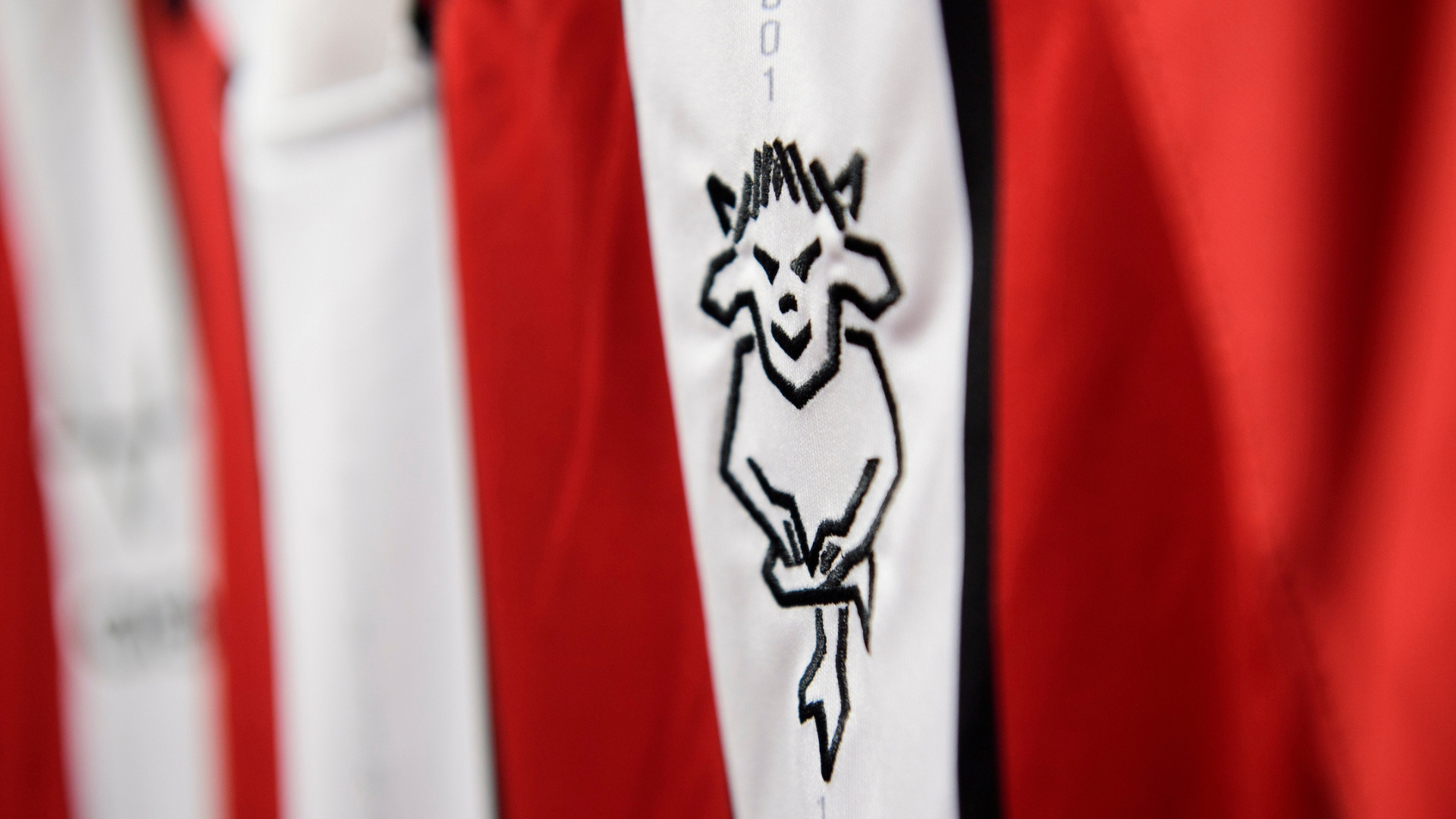 The club badge on a Lincoln City shirt in the changing room prior to the EFL Sky Bet League One match between Lincoln City and Doncaster Rovers at LNER Stadium, Lincoln.