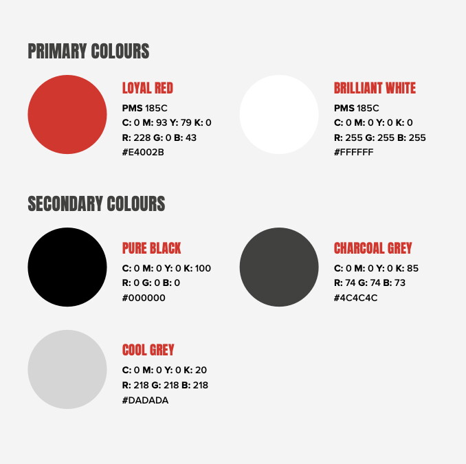 A graphic displaying the brand colours of Lincoln City.