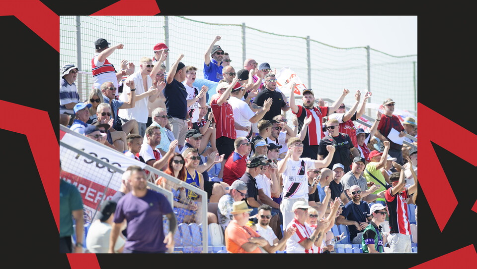Lincoln City fans during the friendly against Preston North End