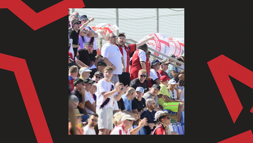Lincoln City fans during the friendly against Preston North End