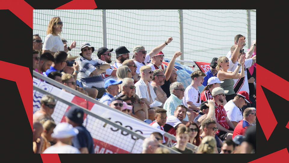 Lincoln City fans during the friendly against Preston North End