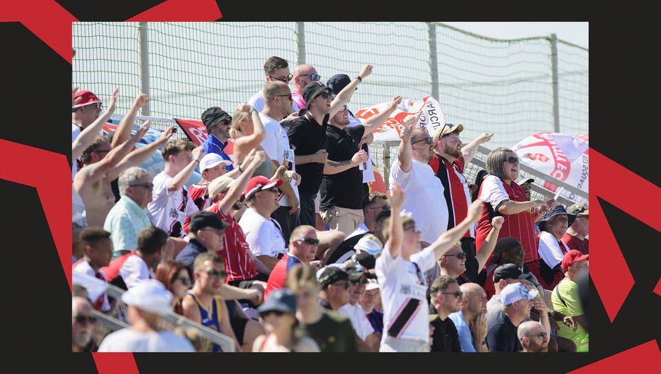 Lincoln City fans during the friendly against Preston North End