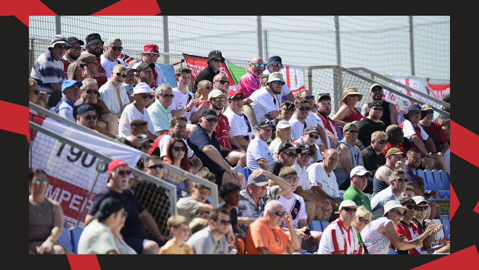 Lincoln City fans during the friendly against Preston North End