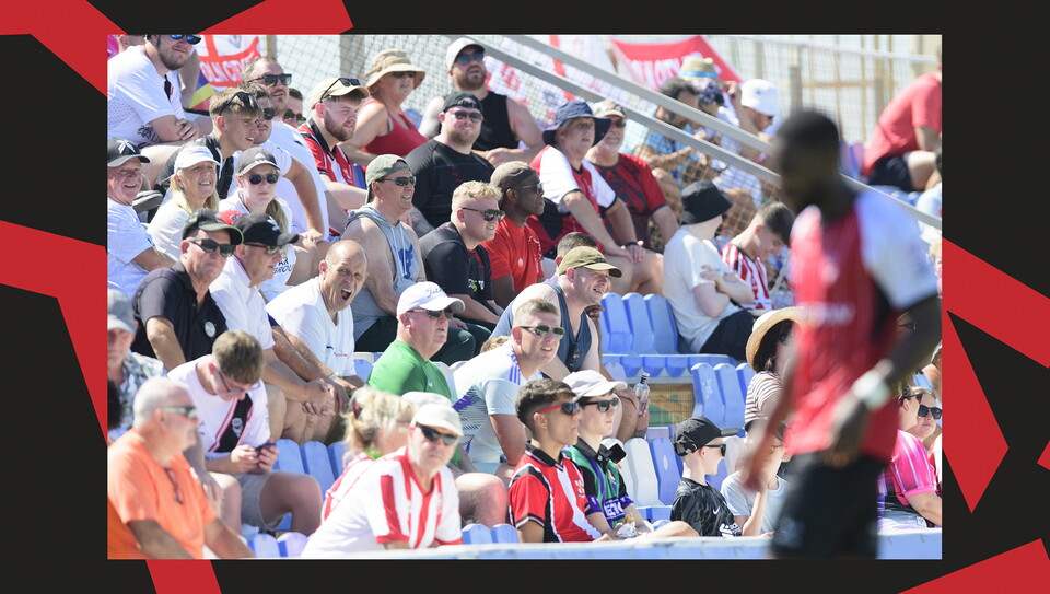 Lincoln City fans during the friendly against Preston North End