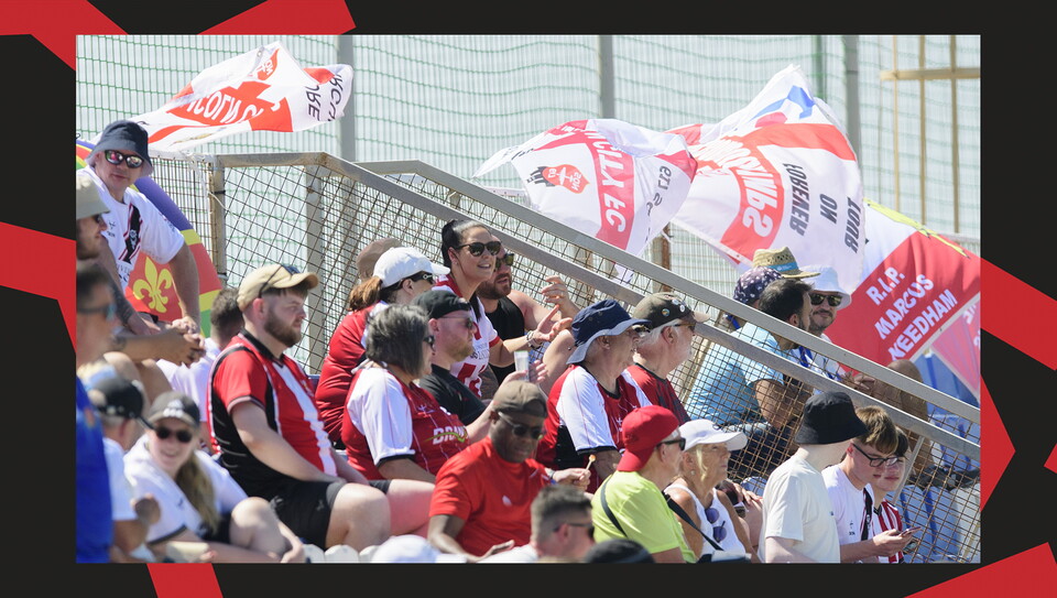 Lincoln City fans during the friendly against Preston North End