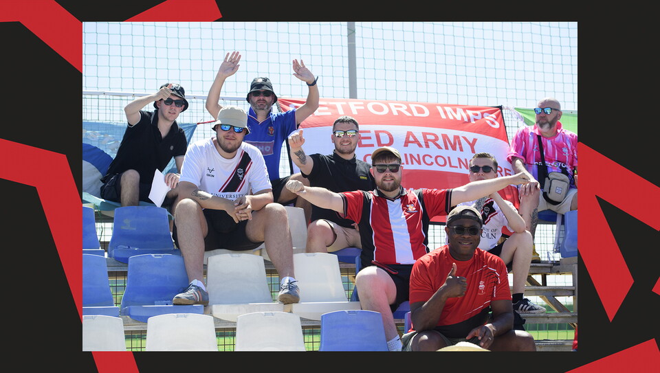 Lincoln City fans during the friendly against Preston North End