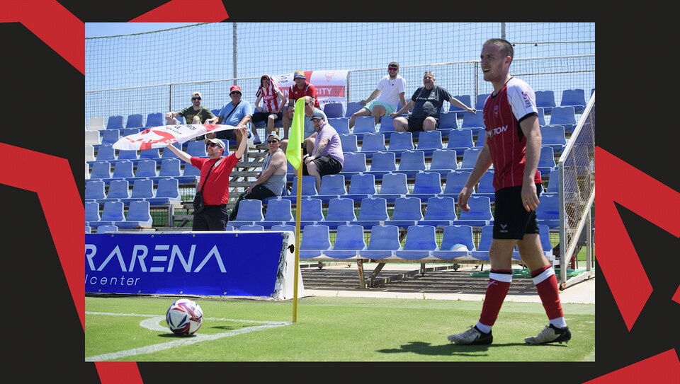 Lincoln City fans during the friendly against Preston North End