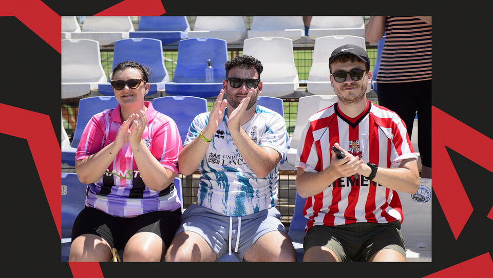 Lincoln City fans during the friendly against Preston North End